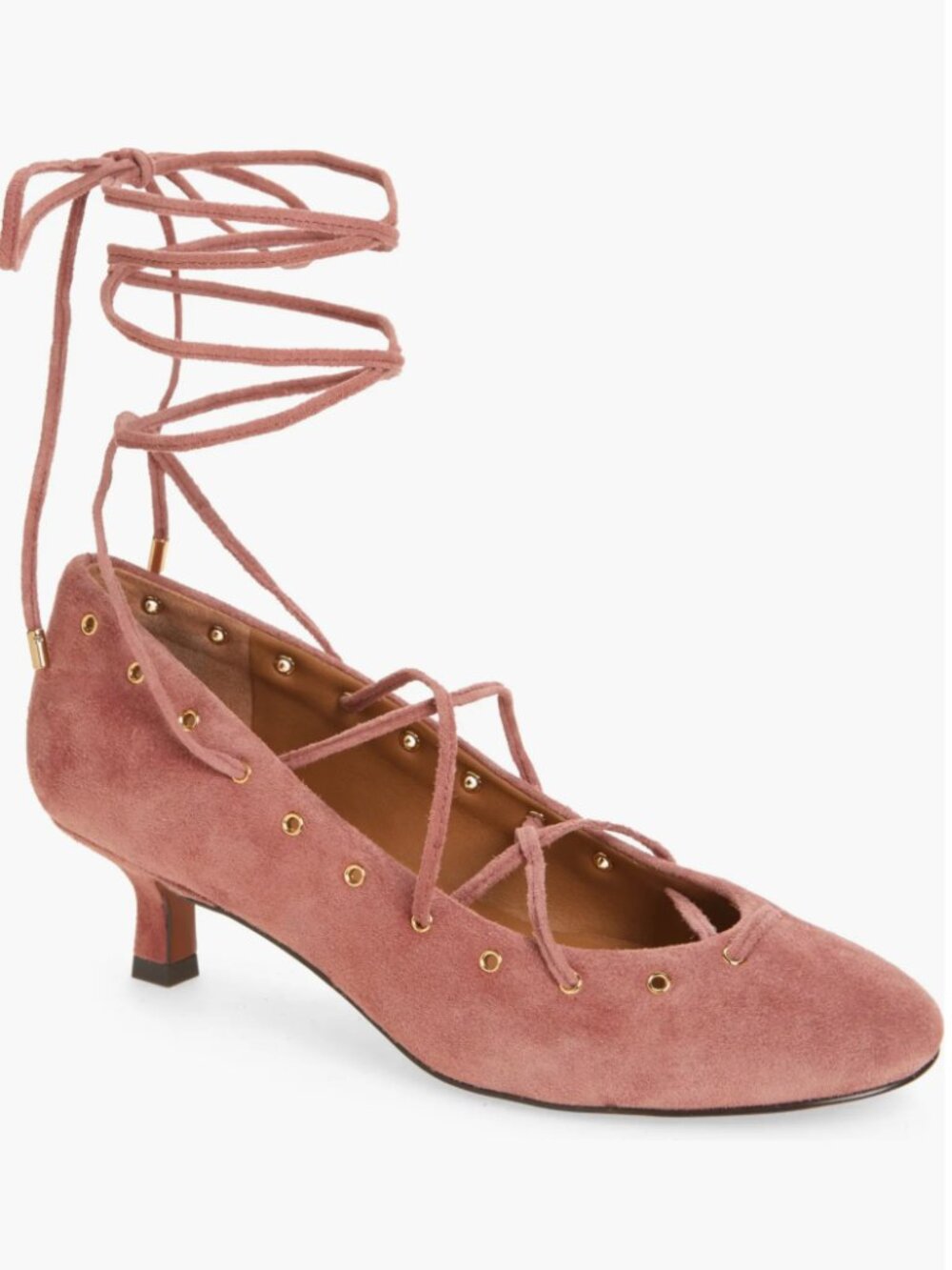 NEW Madewell Remy Wraparound Ankle Strap Kitten Heel Pump 8.5 M, ROSY MAUVE